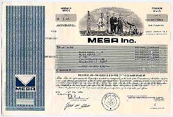 MESA Inc stock certificate