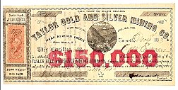 Taylor Gold and Silver Mining Co stock certificate